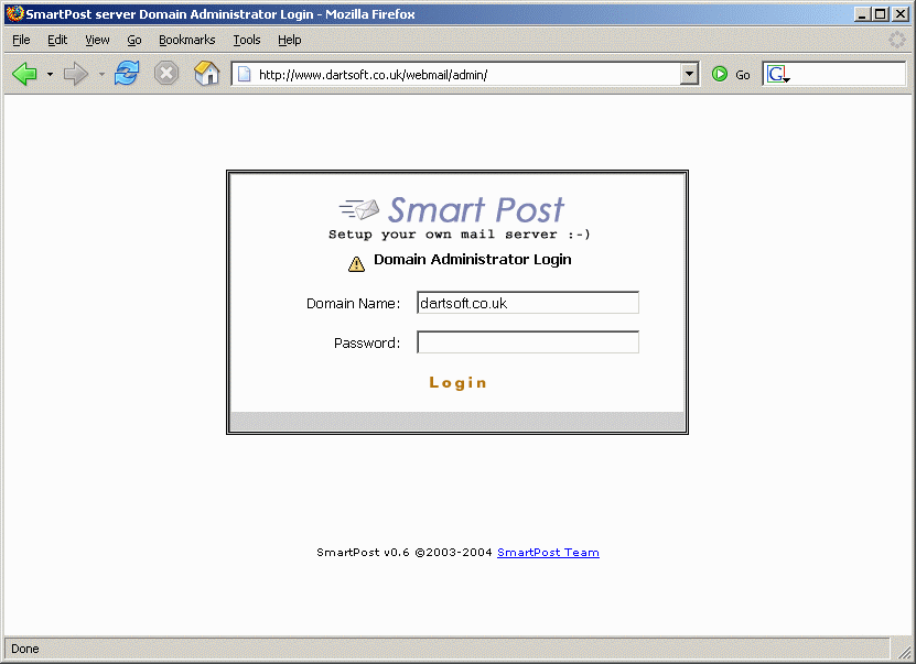 Email control panel in browser